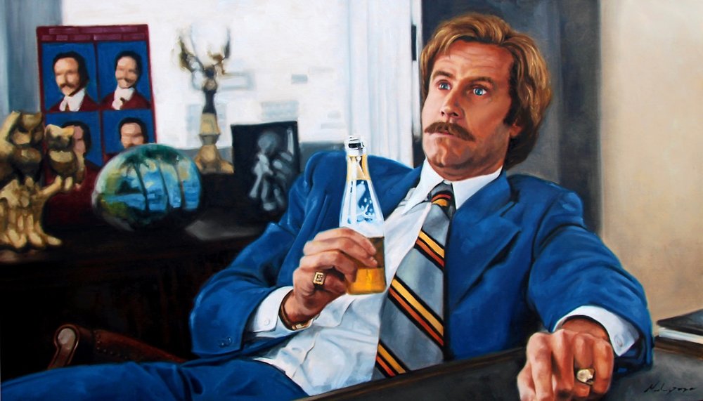 Burgundy in Blue - Anchorman Art